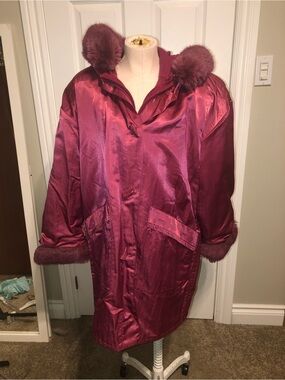 Linda Lundstrom Laparka 2 piece Coat with Faux-Fur Trim Dark Pink